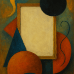 A traditional oil painting depicting a contemplative figure surrounded by abstract colors and forms, symbolizing the subjective nature of meaning in art.