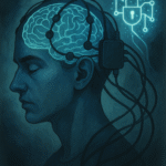 Surreal illustration of brain-computer interface symbolizing thought privacy and neural technology