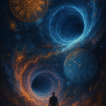 Artistic digital painting of a wormhole representing time travel theory