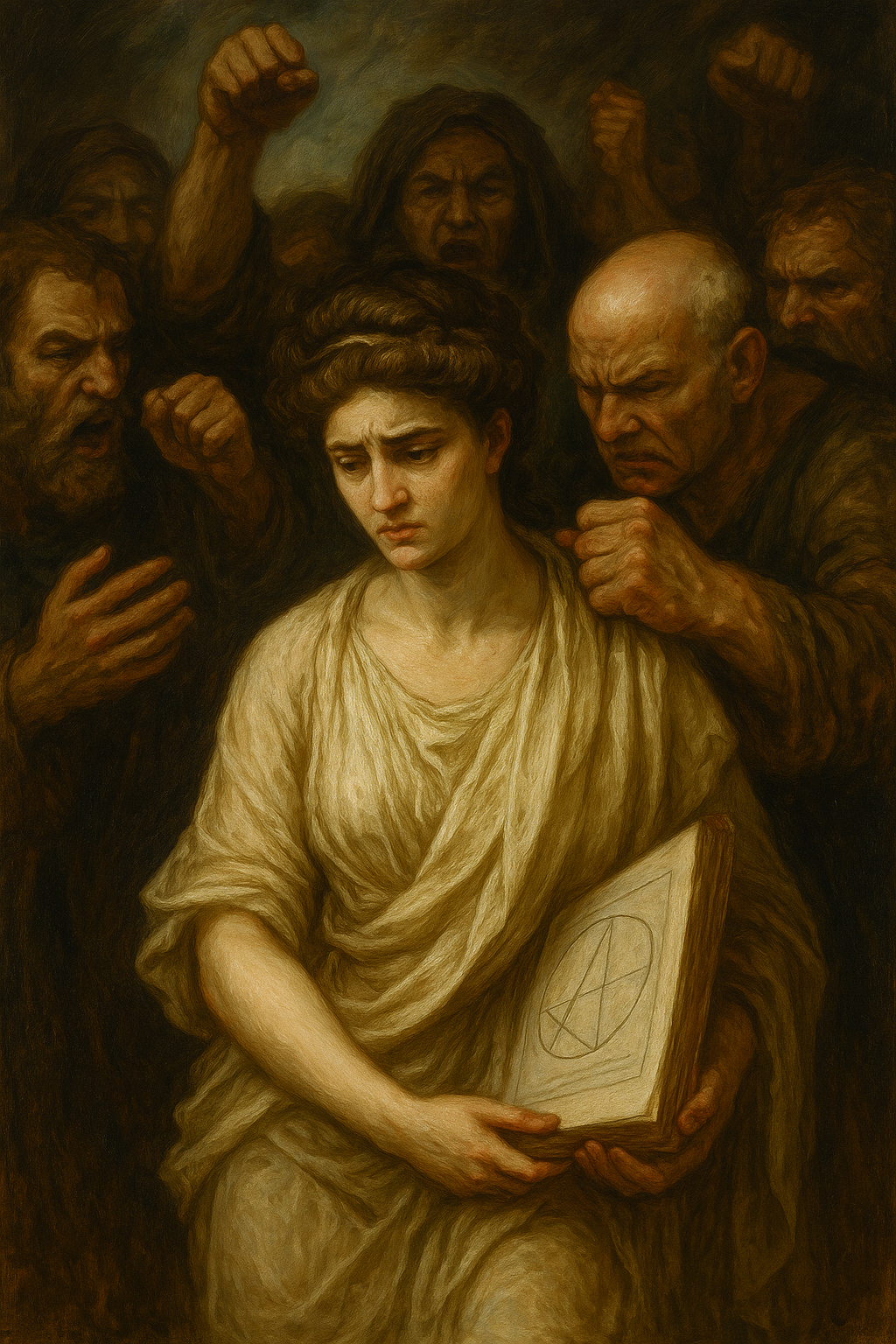 Oil painting of Hypatia of Alexandria symbolizing the intellectual struggles and persecution of ancient female scholars