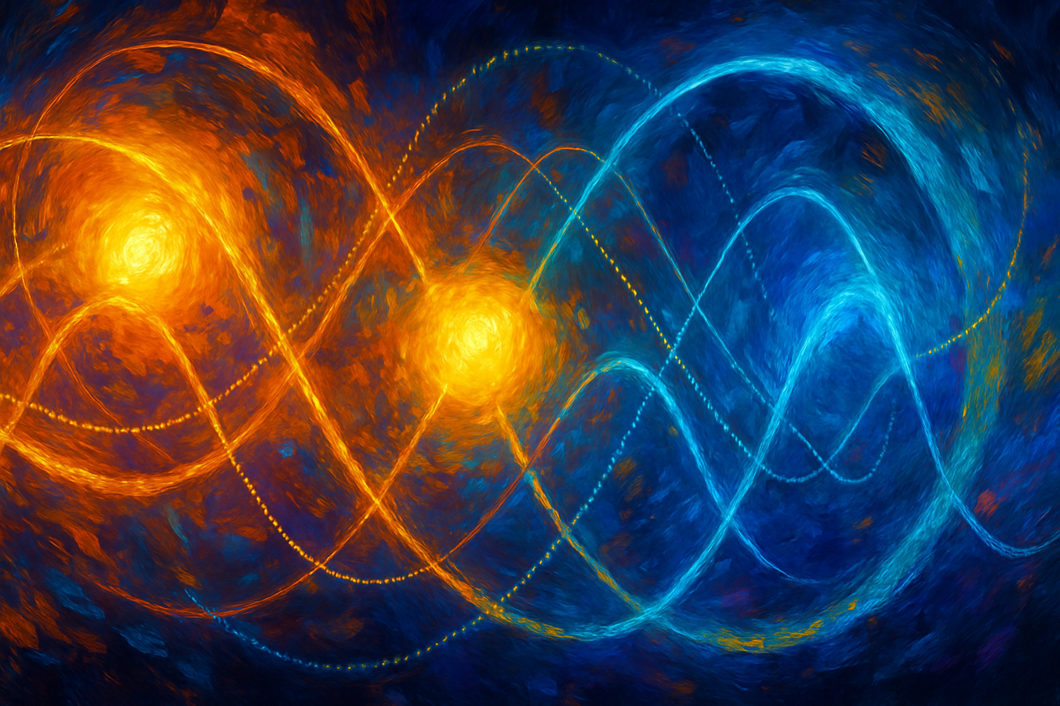 "Abstract digital painting illustrating the concept of quantum supremacy through vibrant, flowing patterns and symbolic energy forms without text"