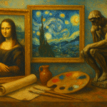 Oil painting portraying the essence of timeless art with emotional depth and cultural symbolism.