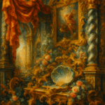“An ornate Neo-Baroque oil painting showcasing rich textures, dramatic lighting, and visual excess in modern art”
