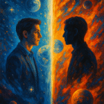 Artistic depiction of mirror matter and parallel universes in physics.