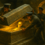 Oil painting of Timur’s tomb in Samarkand, depicting ancient legends and the mysterious curse said to have unleashed war and destruction.