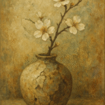 Traditional Japanese Wabi-Sabi painting showing rustic simplicity, natural textures, and the beauty of imperfection in nature and handmade objects.