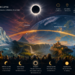 2026 total solar eclipse over Greenland, Iceland, northern Spain and the Balearic Islands, illustrating the path of totality and the Sun’s corona on 12 August 2026.